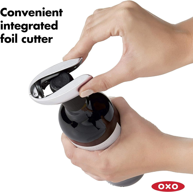 OXO Steel Vertical Lever Corkscrew with Removable Foil Cutter