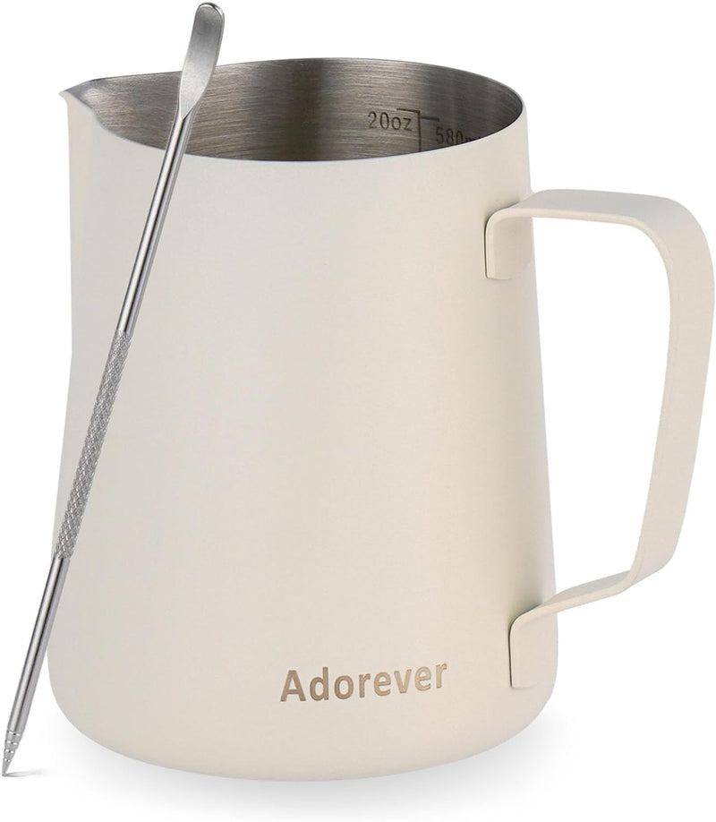 Milk Frothing Pitcher 350ml/600ml/900ml/1500ml (12oz/20oz/32oz/50oz) Steaming Pitchers Stainless Steel Milk/Coffee/Cappuccino/Latte Art Barista Steam Pitchers Milk Jug Cup with Art Pen,12oz