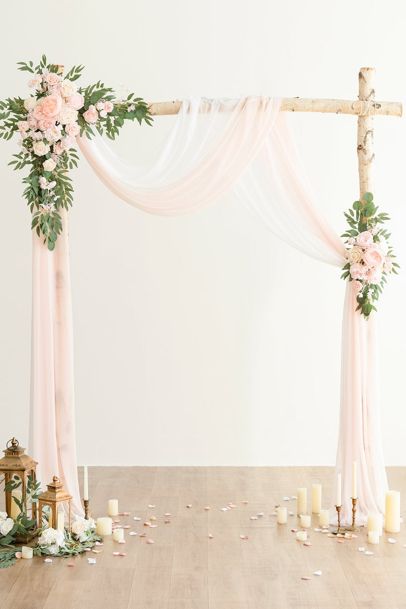 Blush  Cream Flower Arch with Drapes Decor