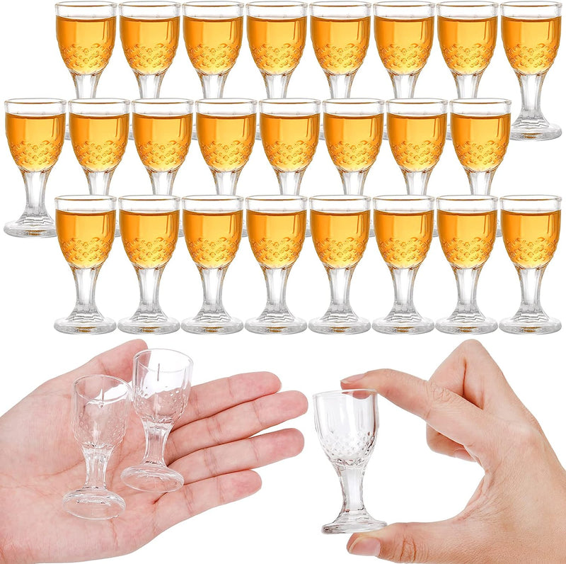 Coloch 24 Pack 0.5 Oz Clear Shot Glasses with Stem, Carved Mini Goblet Liquor Glasses Heavy Base Crystal Tasting Glasses Cordial Glasses for Tequila, Vodka, Cocktail, Sherry, Bar, Restaurant