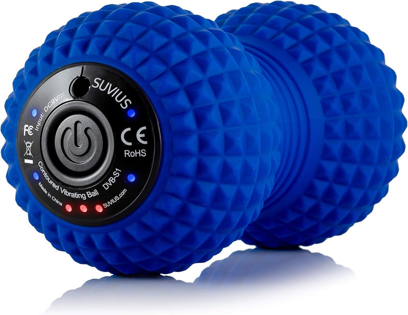 SUVIUS Peanut Electric Vibrating Rechargeable Foam Roller - 4 Intensity Levels for Firm Battery-Powered Deep Tissue Recovery, Training, Massage - Therapeutic Back and Muscle Massage Roller