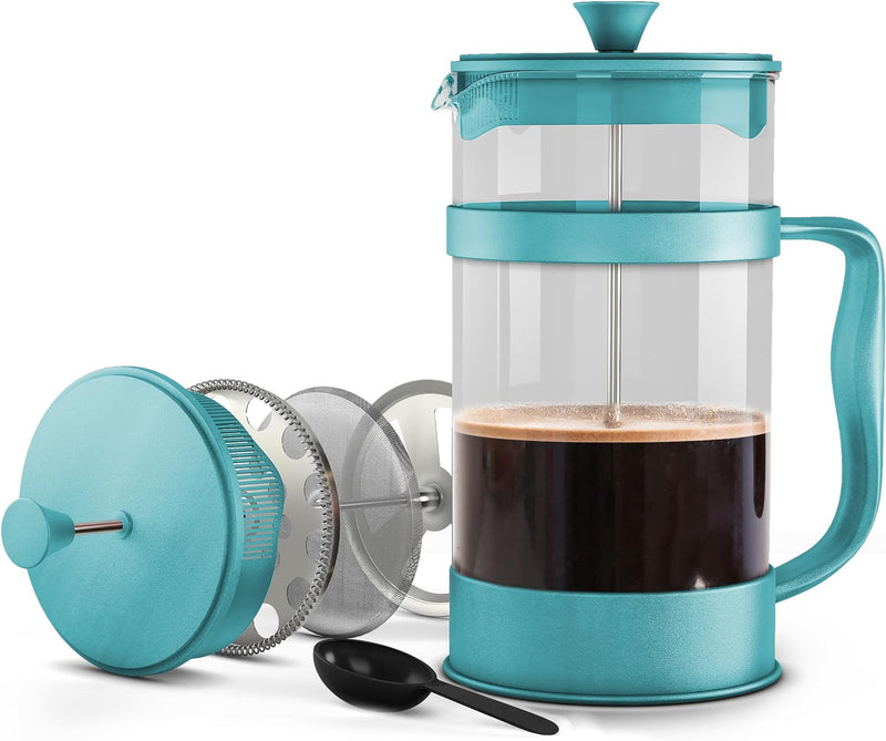 Utopia Kitchen French Press Coffee Maker, Espresso Tea and Coffee Maker with Triple Filters 34 Ounce, Stainless Steel Plunger and Heat Resistant Borosilicate Glass - Black