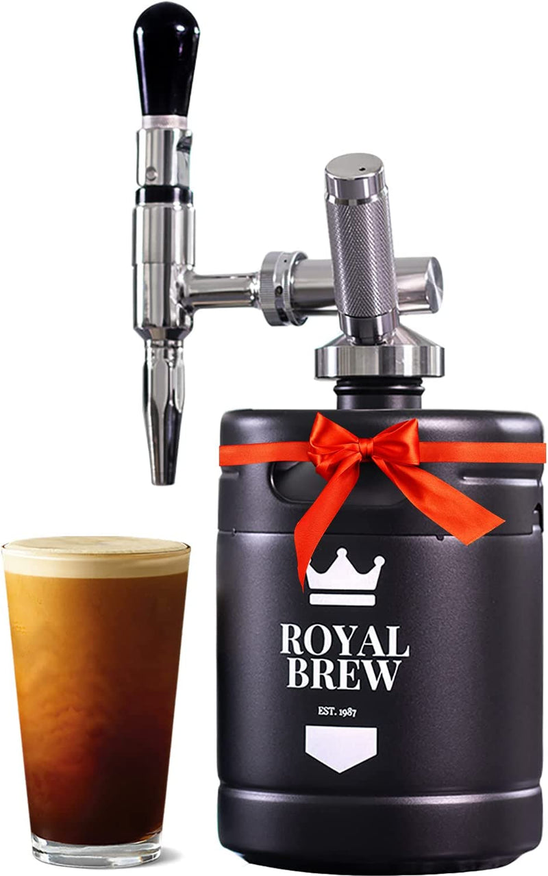 The Original Royal Brew Nitro Cold Brew Coffee Maker - Gift for Coffee Lovers - 64 oz Home Keg, Nitrogen Gas System Coffee Dispenser Kit