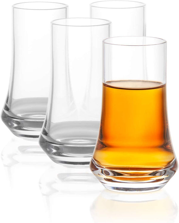 JoyJolt Cosmos Collection Crystal Shot Glass – Set of 4 Modern Shot Glasses – Tequila Shot Glasses with 2.5 Oz Capacity – Premium Crystal Shot Glasses – Heavy-Base Housewarming Shot Glasses