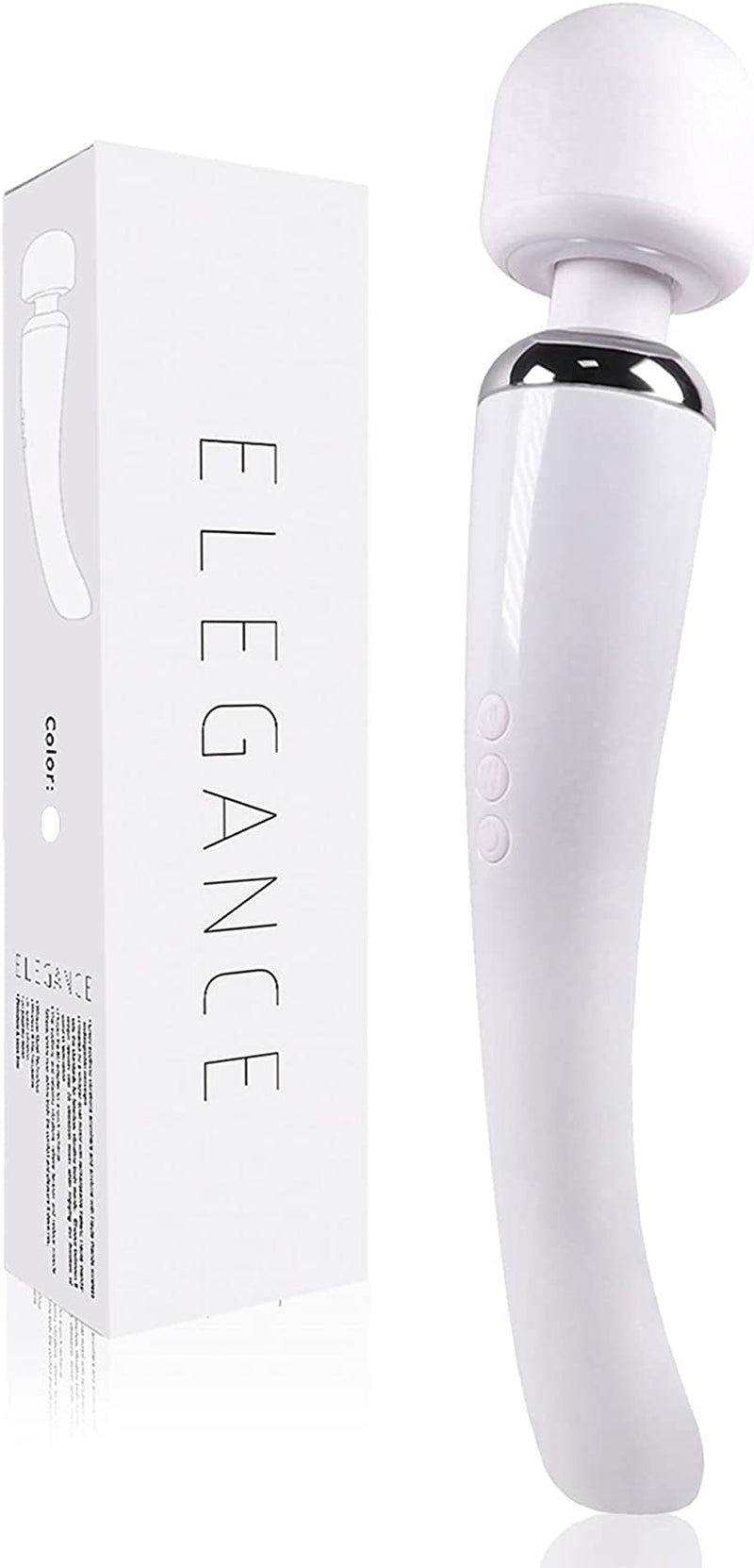 keenigh Wand Massager Therapeutic Personal Massager with 8 Speeds 20 Vibrating Patterns USB Rechargeable Handheld Cordless Wand Massager for Muscle Aches and Sports Recovery - White