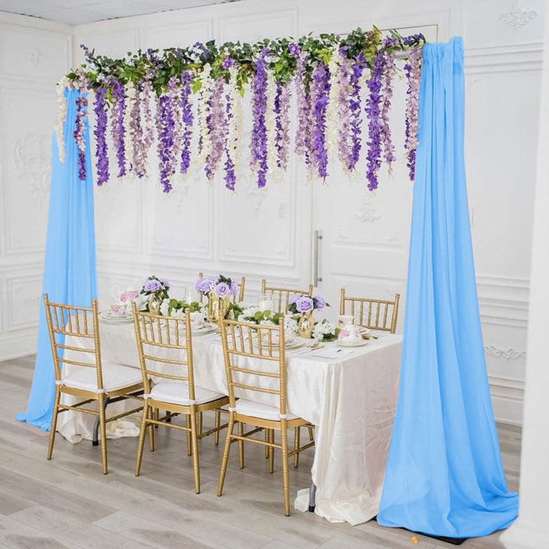 Wedding Arch Draping - Baby Blue Chiffon Fabric Panels 6 Yards - IndoorOutdoor Ceremony  Reception Backdrop