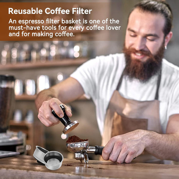 51mm 2 Cups Portafilter Filter Basket, Stainless Steel Pressurized Mesh Coffee Filters Bottomless Portafilter Coffee Machines Accessories