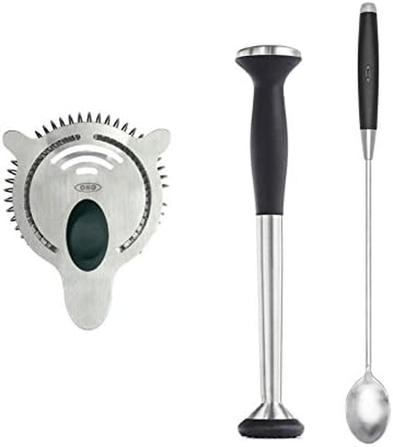 OXO SteeL Muddler with Non-Scratch Nylon Head and Soft Non-Slip Grip, Silver, 9-Inch