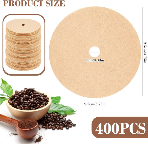 400 PCS Percolator Coffee Filter, Percolator Coffee Pot Filter, Disc Coffee Filter for Percolators, 3.75 IN No Bleach for Espresso Machine Coffee Pot Home Office Coffee Shop (Brown)