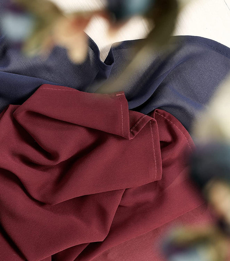 2-Piece Chiffon Drapery Set for Wedding Arch or Party Backdrop - 27x216 Inches Burgundy  Navy Blue