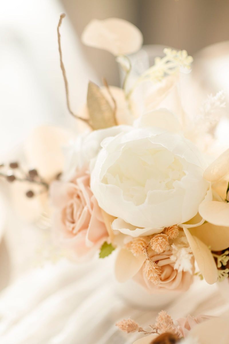 Floral Centerpiece Set - White  Beige Assortment