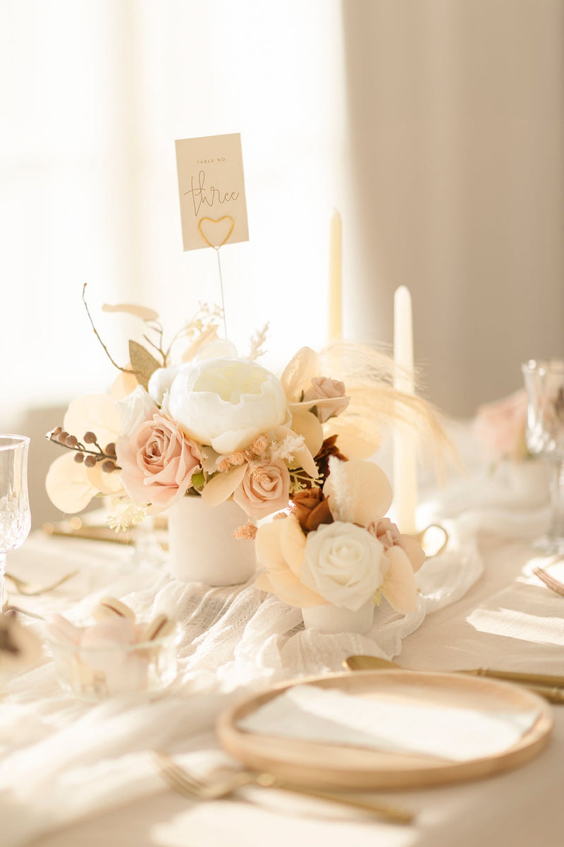 Floral Centerpiece Set - White  Beige Assortment