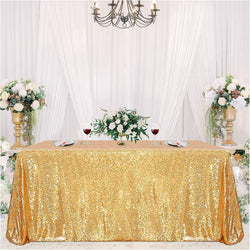Glittery Gold Sequin Tablecloth - Rectangle 60X102Inch Wedding Decorations