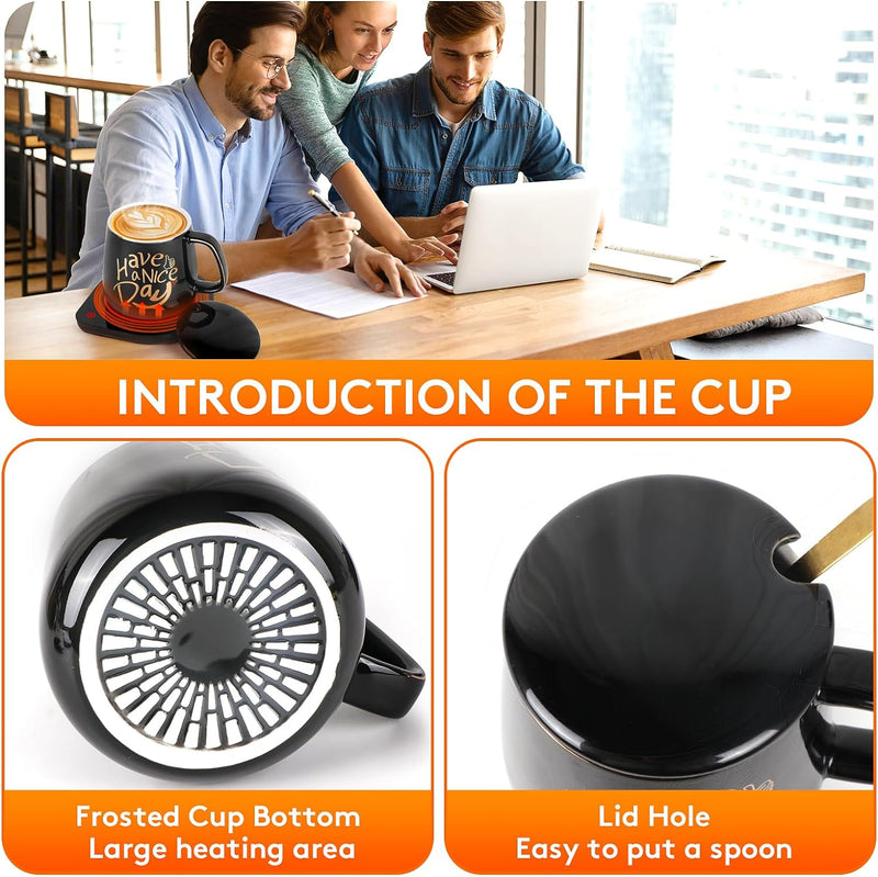 【2023 Upgraded】 Coffee Mug Warmer for Desk with Auto Shut Off -Coffee Warmer Desk/Coffee Cup Warmer/Coffee Warmer with Mug Set with 2 Temperature for Office Home-Winter, Valentine's Day