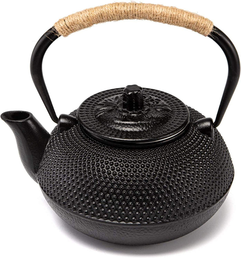 suyika Cast Iron Mat with Rubber Pegs/Feet for Japanese Tea Kettle Cast Iron Teapot Black Trivet 5.3in