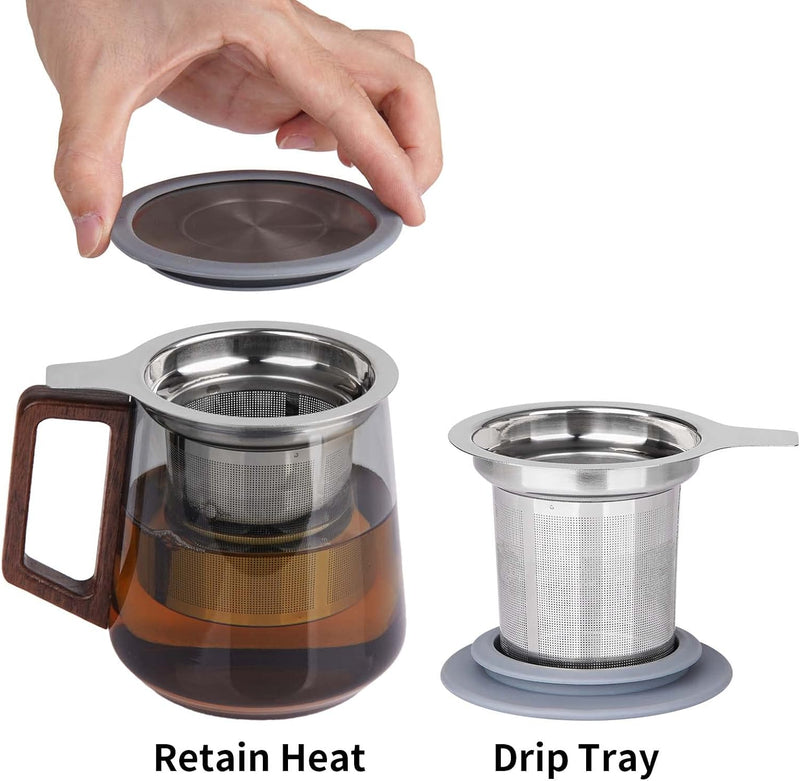 Vaincre Extra Fine Mesh Tea Infuser/ Strainer for Loose Tea, Stainless Steel Tea Steeper/ Diffuser with Large Capacity Tea Basket and Lid, Fits Teapots, Mugs, Cups