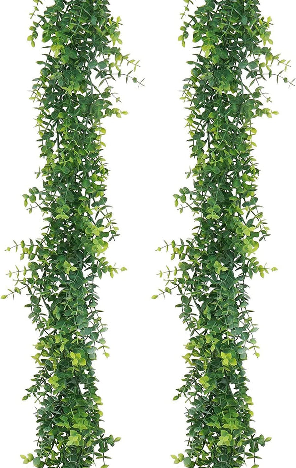 Faux Eucalyptus Garland - 2 Pack 6 Feet Wedding Backdrop or Party Decoration