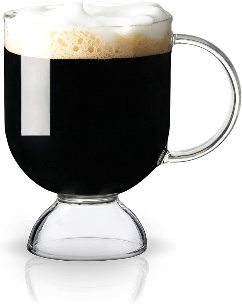 Viski Hot Toddy Glass - Irish Coffee Glasses for Mulled Wine, Spiked Cider, Eggnog, Crystal Clear Mug Gift Set of 2, 12 oz