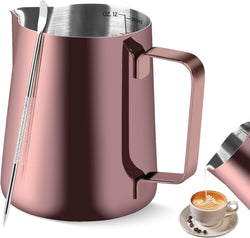 Milk Frothing Pitcher, Stainless Steel Espresso Milk Frothing Pitcher 12OZ/350ML Coffee Milk Frother Cup with Decorating Art Pen for Espresso Machine, Milk Frother, Latte Art