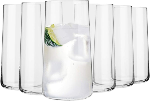 KROSNO Tall Water Juice Drinking Glasses | Set of 6 | 18.3 oz | Avant-Garde Collection | Highball & Tumbler Crystal Glass | Home Restaurants and Parties | Dishwasher Safe | Gift Idea | Made in EU