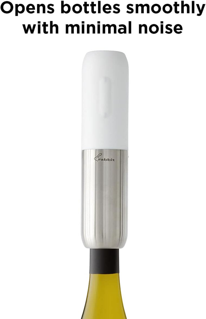 Rabbit Compact Electric Corkscrew Wine Bottle Opener (White), 10.75 inches