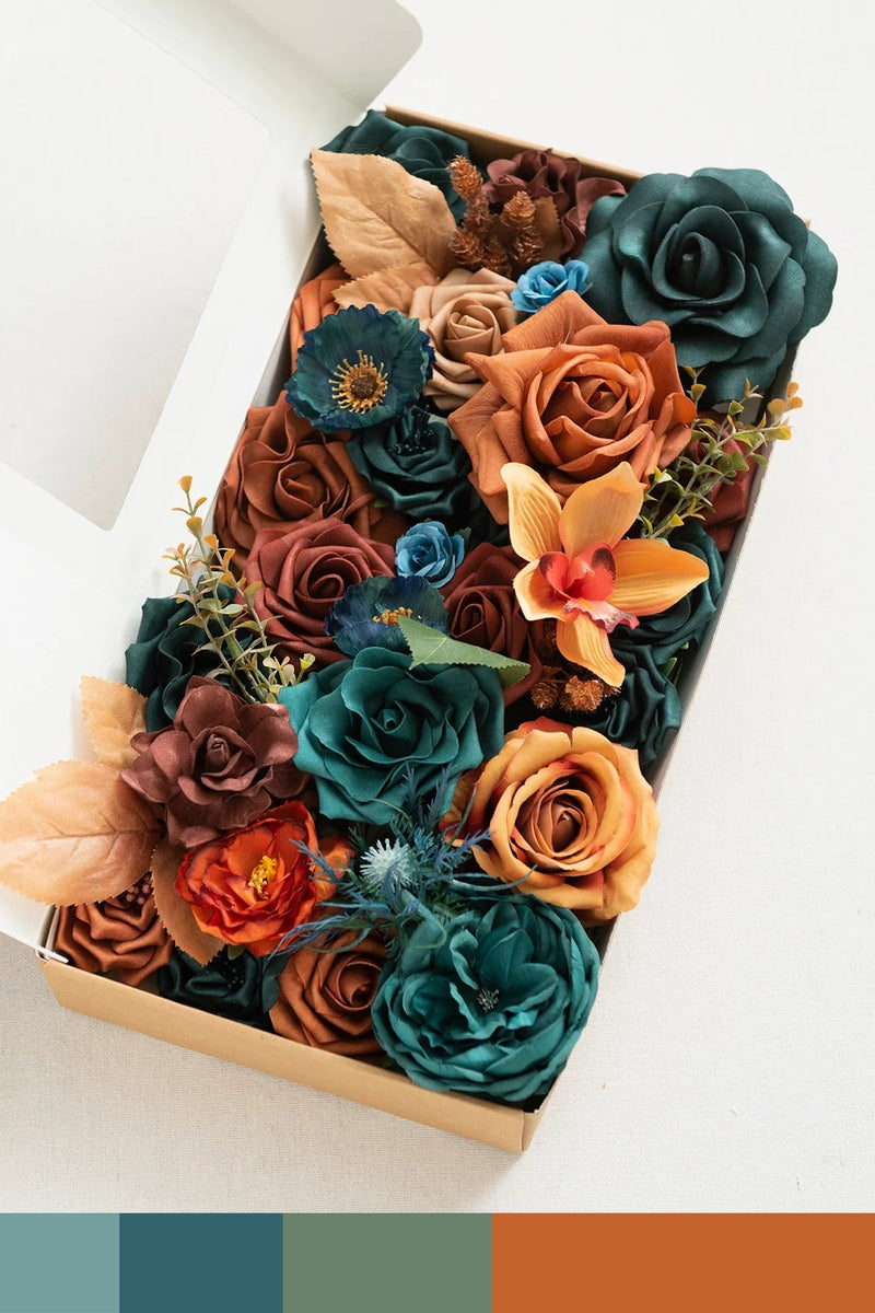 DIY Designer Flower Boxes - Dark Teal  Burnt Orange