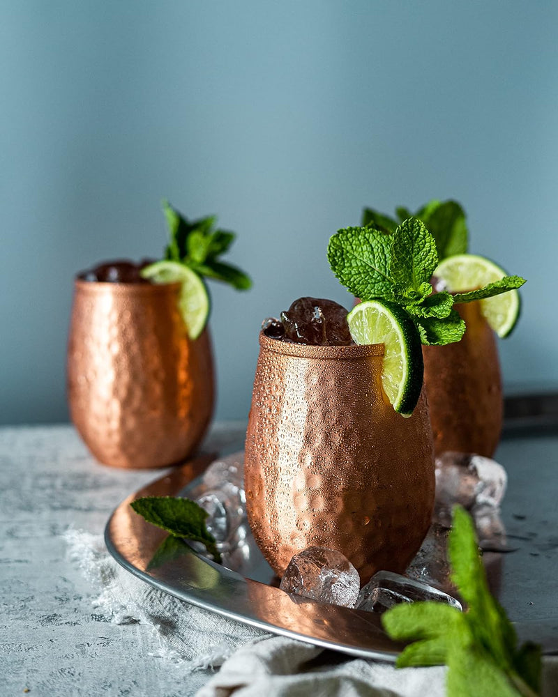 Kosdeg Copper Cups - 12 Oz set of 4 - A Unique Way To Enjoy Wine - The Perfect Pure Copper Tumbler for Water - Copper Drinking Cups Better Than Glasses or Plastic - Moscow Mule Copper Cup For Drinking