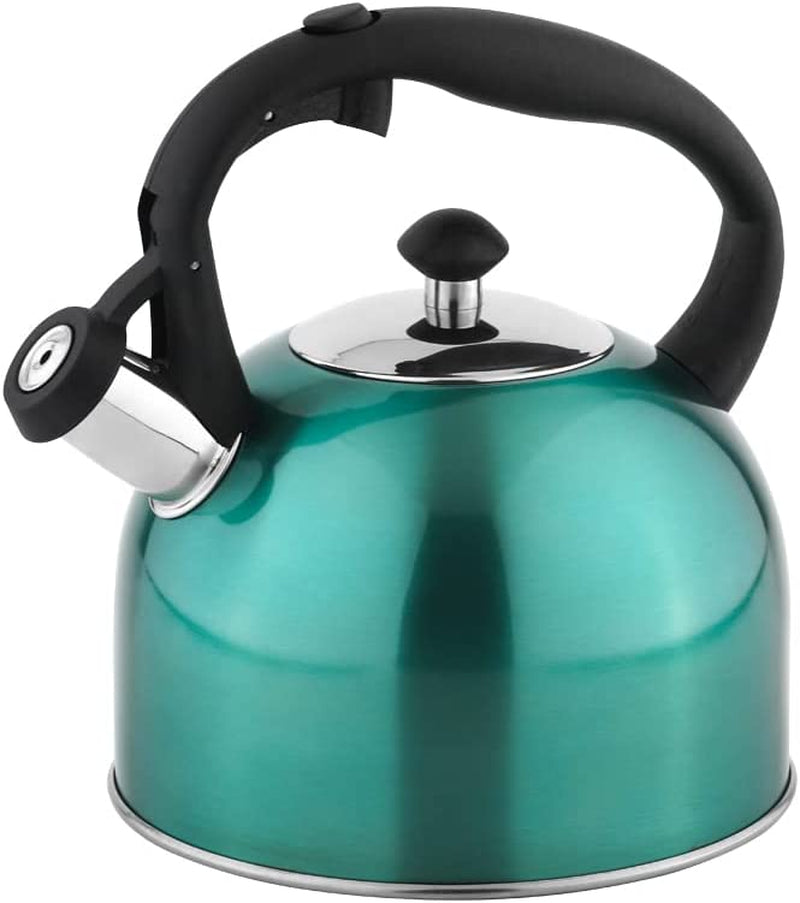 Amazon Basics Stainless Steel Tea Kettle, 2.4-Quart, Teal