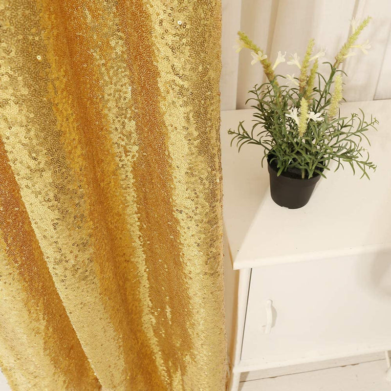 Gold Sequin Wedding Backdrops - 2 Pieces 2x8 Ft Each