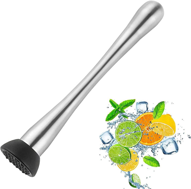 Wepikk Cocktail Muddler Stainless Steel 8 Inch Fruit Ice Crusher Bar Tools Bartender Set 1 Pcs for Mojito Mint and Other Fruit Based Drinks