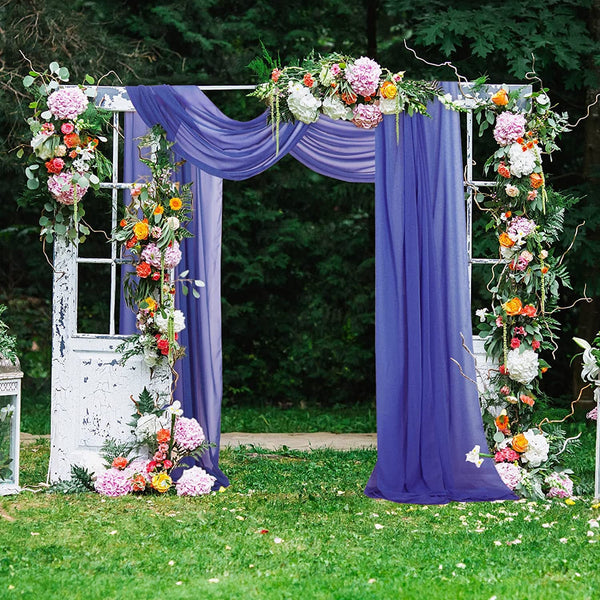 18ft Royal Blue Chiffon Wedding Arch Draping Fabric with 2 Panels for Bridal Decoration