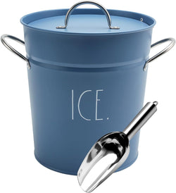 Rae Dunn Ice Bucket with Scoop - Stainless Steel Bucket with Handle, Lid and Tongs with a Water Filter - 3 Qt. Storage Bin for Ice Cubes for Bars, Parties, Backyard Barbeques, Picnics, and Camping