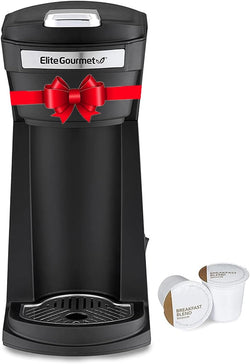 Elite Gourmet EHC208RS Personal Single-Serve Compact Capsule Coffee Maker Brewer, Compatible with K-Cups and Grounds, Reusable Filter, 16 Ounce, Black