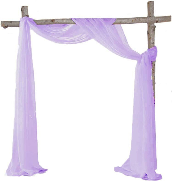 Lavender Purple 100% Chiffon Arch Ceremony Backdrop 30" X5.5Yards for Wedding Arch Door/Home Canopy Bed Curtains - Long Sheer Window Topper Valances/Bedroom Tablecloth