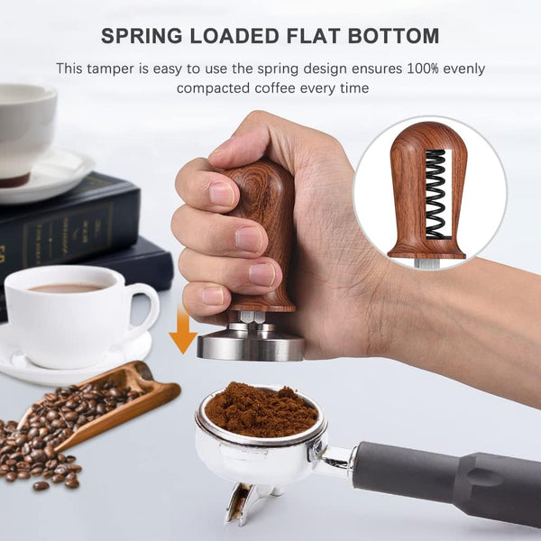 Decdeal 51mm Espresso Tamper and Stirrer Set, Coffee Tamper with Spring Loaded Flat, Stainless Steel Base Coffee Tamper