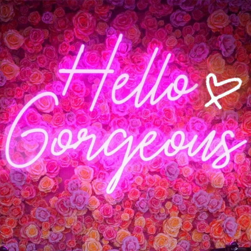 Hello Gorgeous  Beautiful LED Neon Lights Set with Dimmable Switch - HomeWeddingParty Backdrop 165x106in