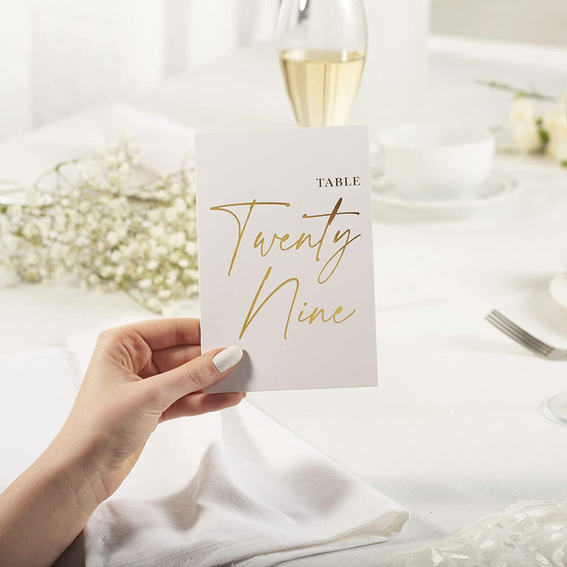 Wedding Table Numbers - Gold Table Numbers for Wedding Reception - Table Number Cards - Table Wedding Number Cards - Table Numbers 1-30 - 4X6 Inches