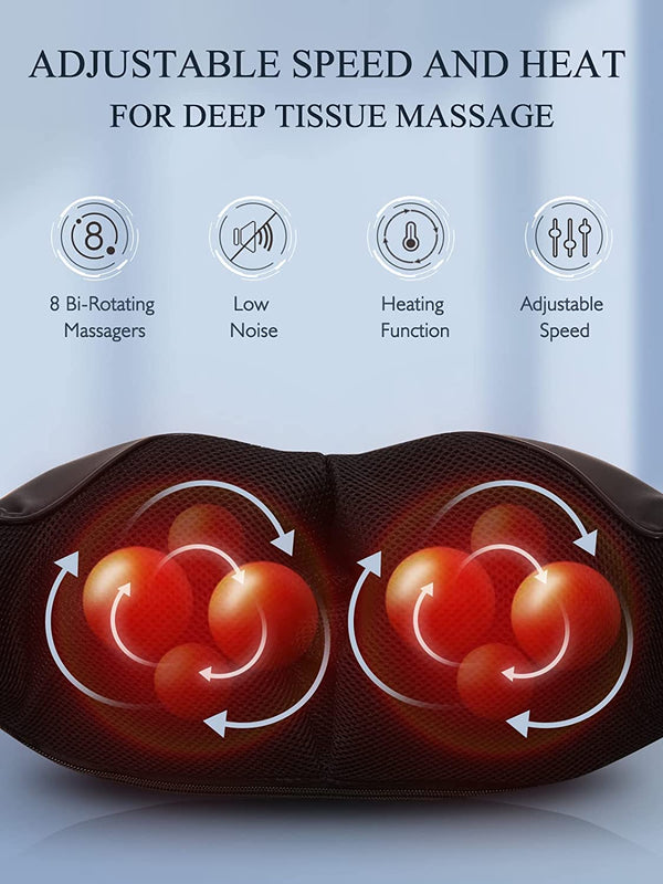 Back Neck Shoulder Massager with Heat, Shiatsu Electric Deep Tissue 3D Kneading Massagers for Relief on Waist, Leg, Calf, Foot Full Body Muscles, Gift for Men Women Mom Dad