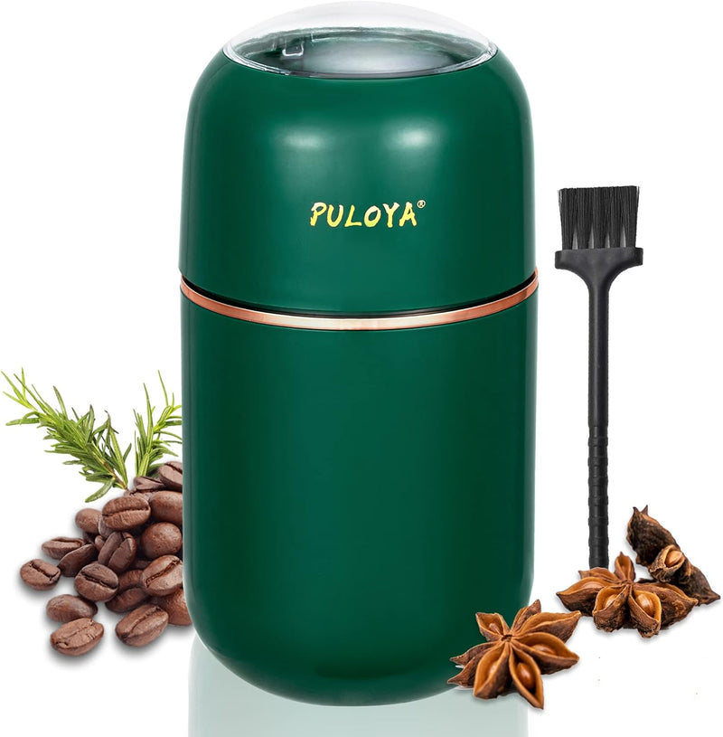 PULOYA Coffee Grinder Electric for Beans, Spices, Herbs, Grains and Nuts, Stainless Steel Blades, 2.8 oz, Black