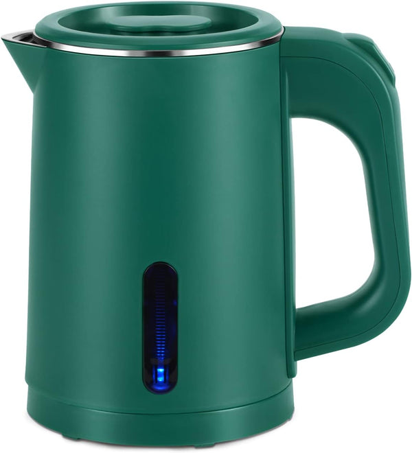 Small Electric Tea Kettle Stainless Steel, 0.8L Portable Mini Hot Water Boiler Heater, Travel Electric Coffee Kettle with Auto Shut-Off & Boil Dry Protection (Green)