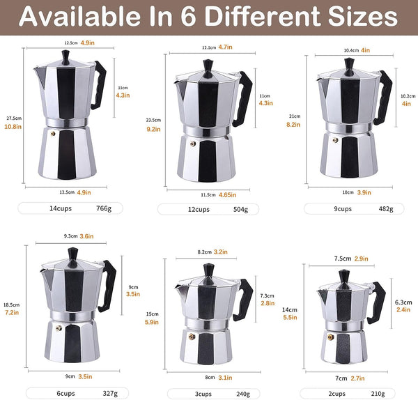 DITOSH 6 Cup 300ML 10oz Aluminum Espresso Stovetop Coffeemaker Percolator Italian Coffee Maker Moka Express Classic Cafe Maker for Italian and Cuban Café Brewing, Greca Coffee Maker