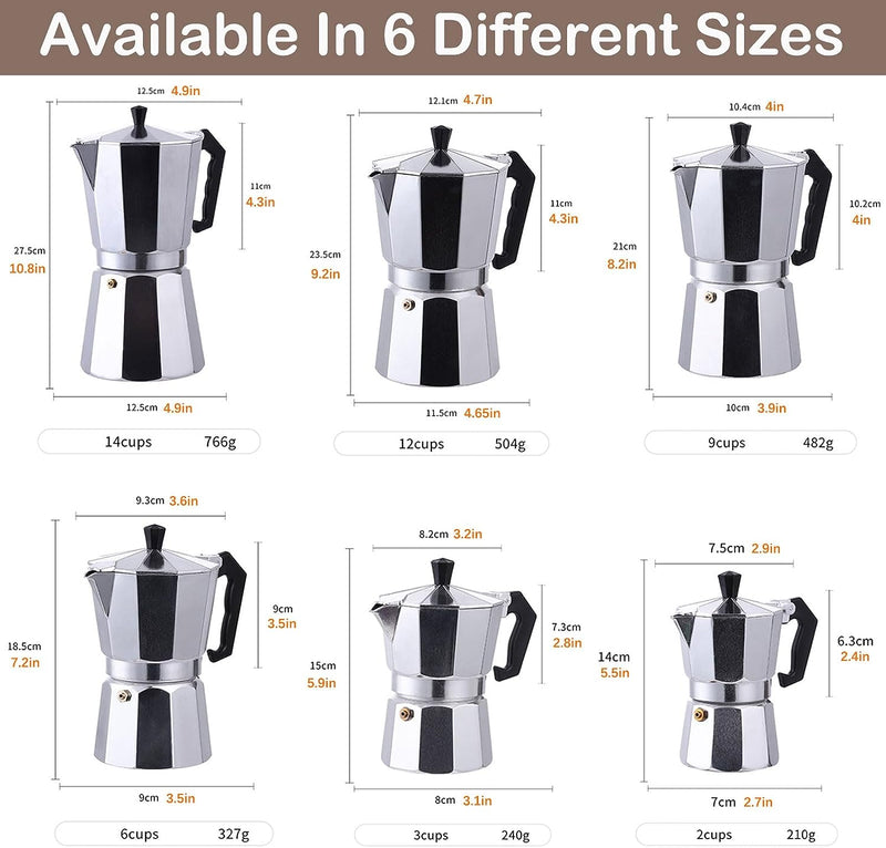 DITOSH 14 Cup 700ML 23oz Aluminum Espresso Stovetop Coffeemaker Percolator Italian Coffee Maker Moka Express Classic Cafe Maker for Italian and Cuban Café Brewing, Greca Coffee Maker