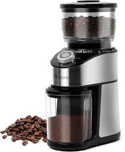 Homtone Electric Coffee Grinder Conical Burr, Adjustable Burr Coffee Grinder with 14 Precise Grind Setting, 12 Cup Coffee Grinder for Espresso, Drip Coffee, French Press (Stainless Steel)