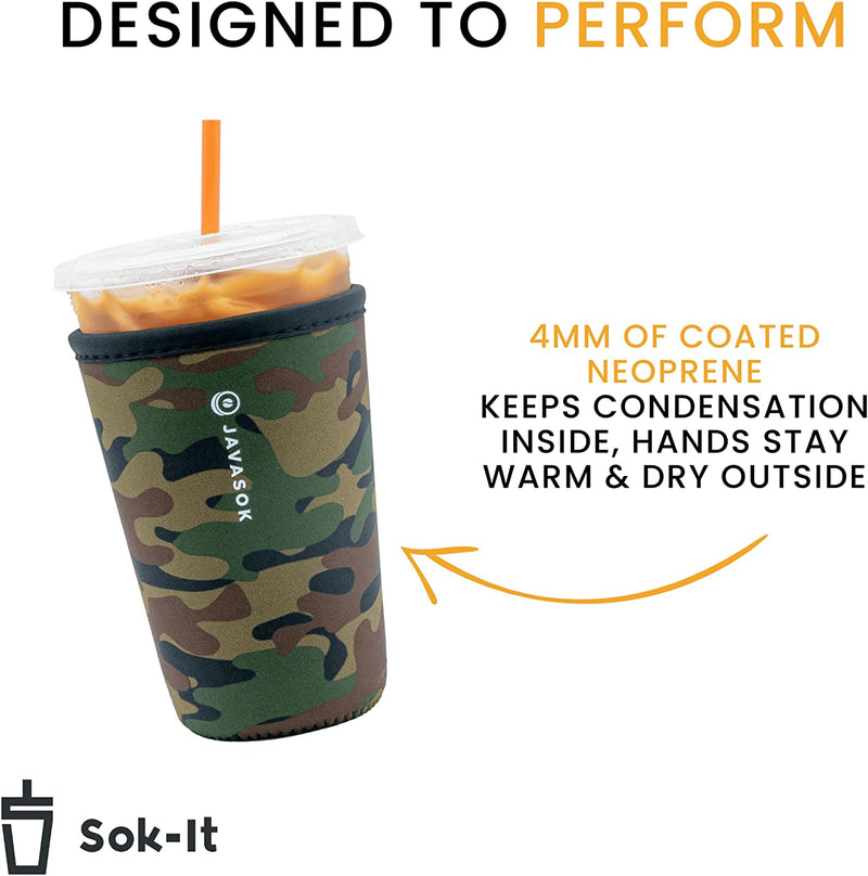 Sok It Java Sok Iced Coffee & Cold Soda Insulated Neoprene Cup Sleeve (English Garden Picnic, Medium: 24-28oz)