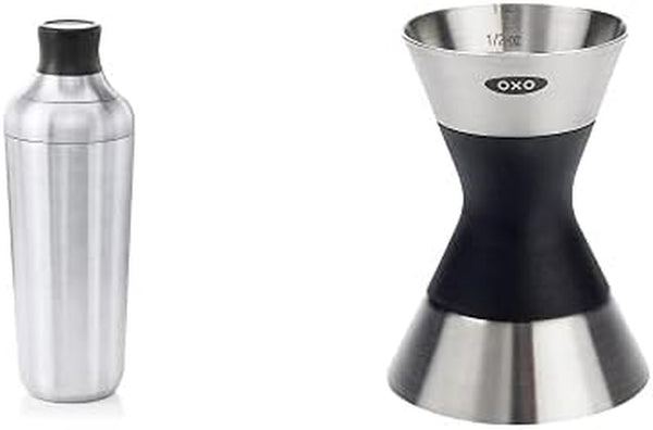 OXO Steel Single Wall Cocktail Shaker & SteeL Double Jigger