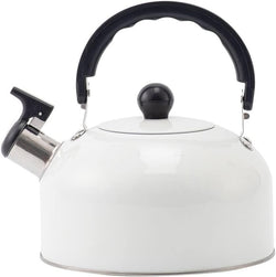 Tea Kettle Stovetop Whistling Teapot Stainless Steel Tea Pots for All Stovetop with Ergonomic Handle - 3 Quart Whistling Teapot Water Boiling Kettle Automatic for Drinking Coffee (White)