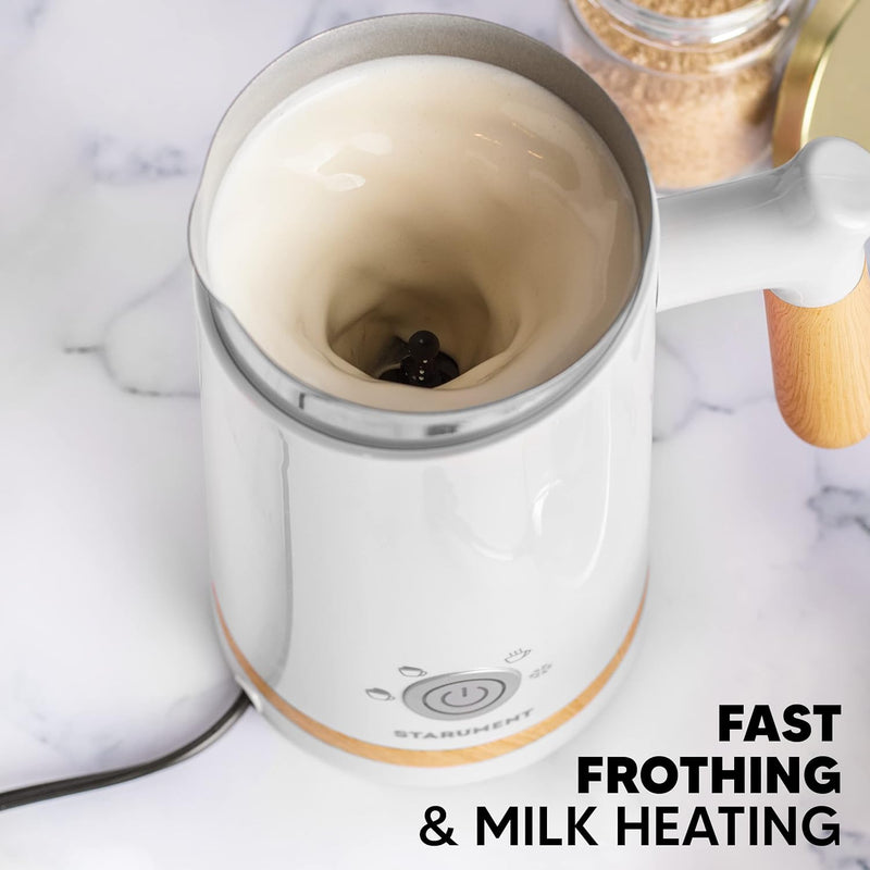 Starument Electric Milk Frother - Automatic Milk Foamer & Heater for Coffee, Latte, Cappuccino, Other Creamy Drinks - 4 Settings for Cold Foam, Airy Milk Foam, Dense Foam & Warm Milk - Easy to Use