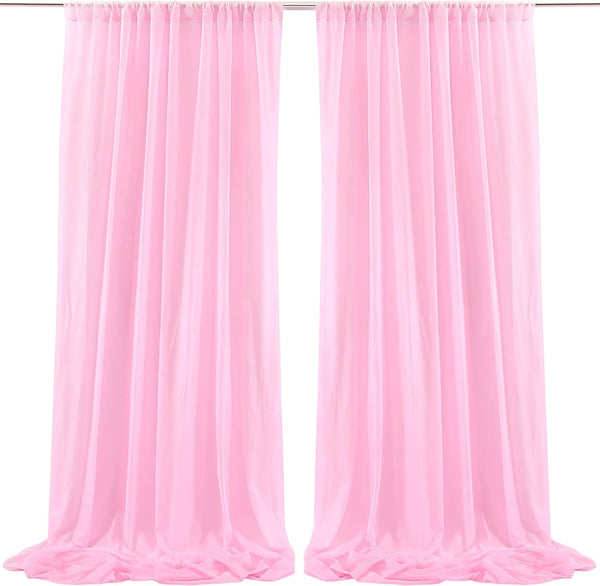 10x10 Pink Sheer Backdrop Curtains - Wedding Arch Drapes for Party Decoration