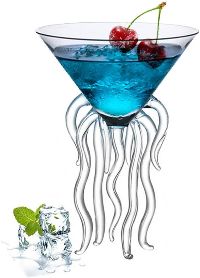 Octopus Martini Glass Creative Cocktail Drinkware Bar Goblet Tools (2 Transparent)