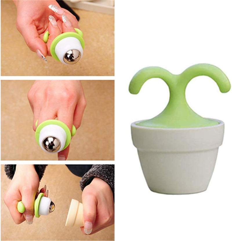 16xi 2PCS Handheld Body Massager Mini Potted Plant Shaped Roller Ball Bead Relaxation Neck Foot Face Pot Desk Decor Massage Cooling for Neck, Arms, Legs, Feet - Office, Home or On-The-Go Great Gifts